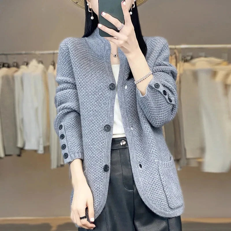 Women's Textured Knit Cardigan in Linden-The Yellow Prime