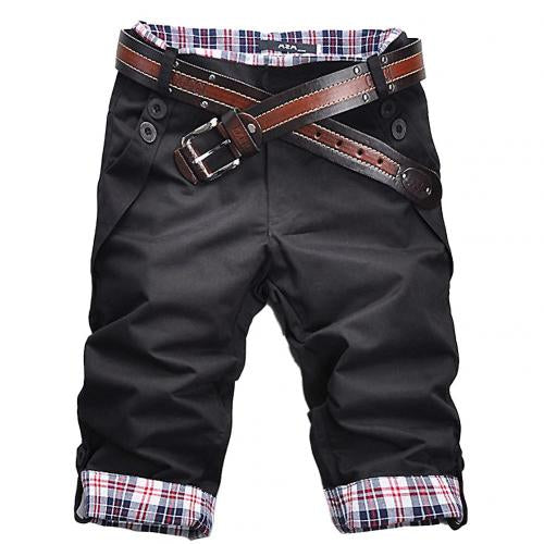 Men's Stylish Check Pattern Shorts with Belt-The Yellow Prime