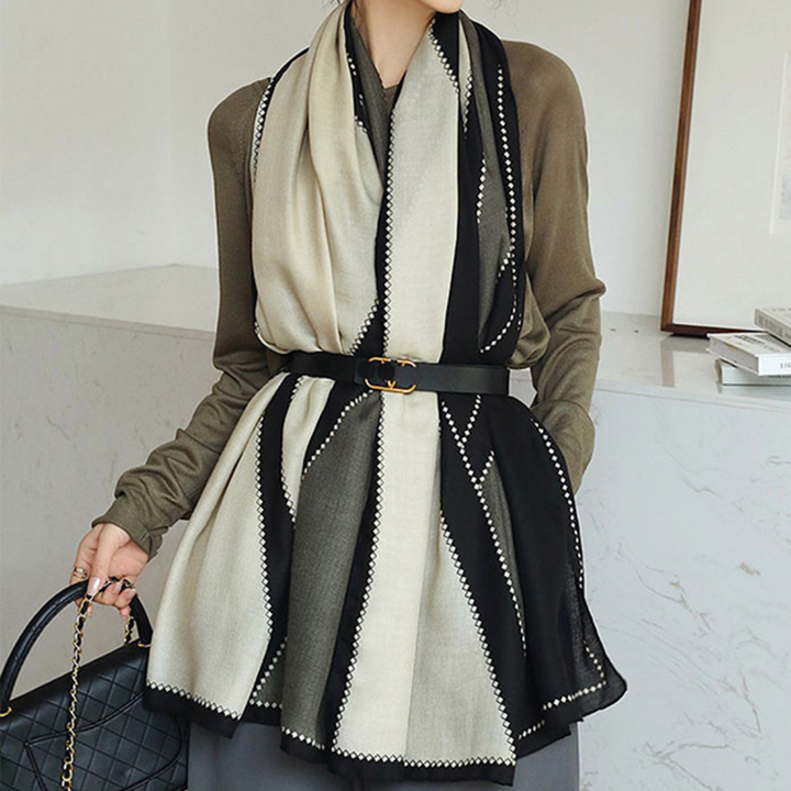 Women's Lightweight Rectangular Shawl - Cotton Viscose Fashion Accessory-The Yellow Prime