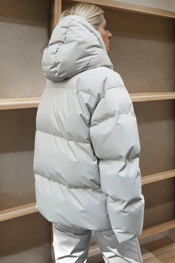 Women's Hooded Puffer Jacket with Pockets, Sizes S to L