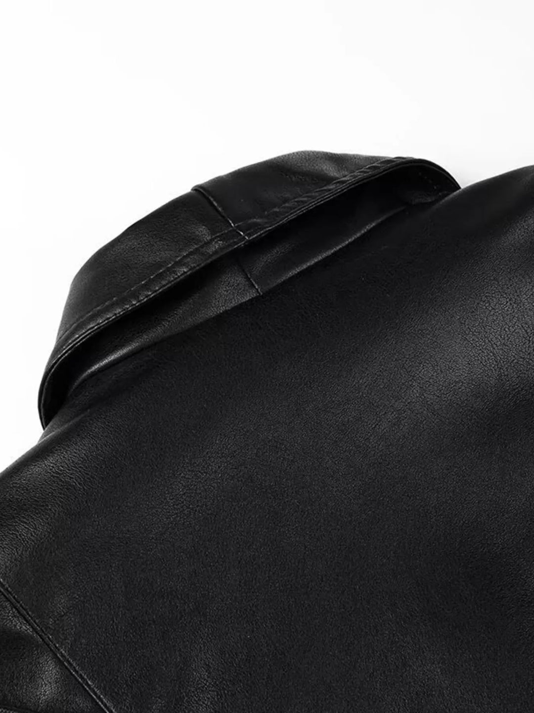Women's Faux Leather Belted Coat with Shawl Collar, Mid-Thigh Length