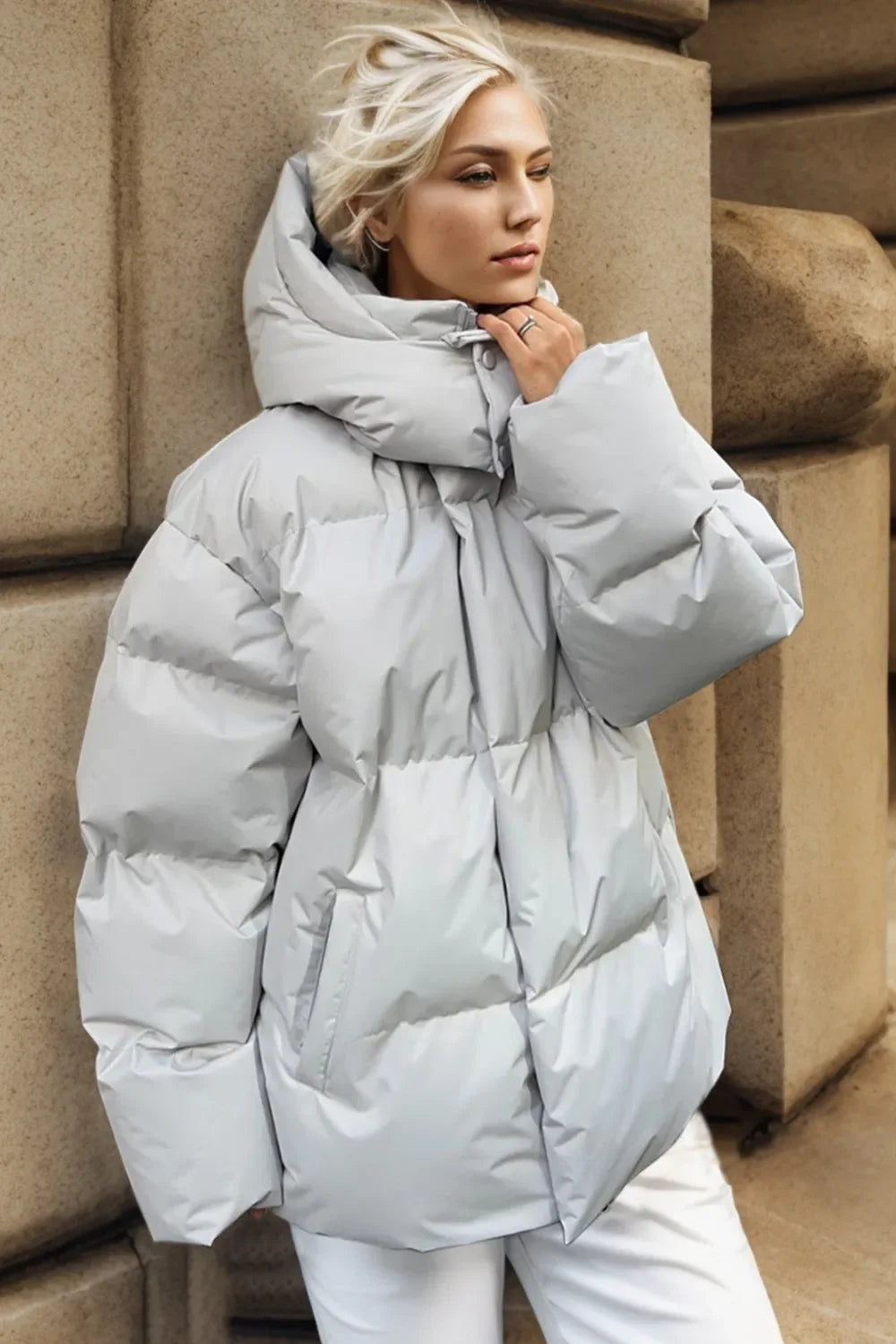 Chaqueta acolchada para mujer con capucha y bolsillos, tallas S a L