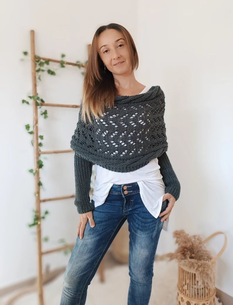Women's Knit Openwork Rectangular Scarf for Winter-The Yellow Prime