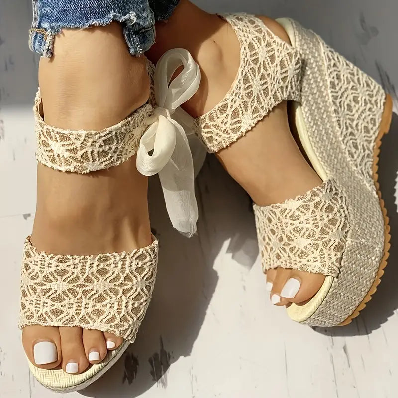 Helena | Women's Stylish Wedge Sandals with Elegant Bow Design-The Yellow Prime