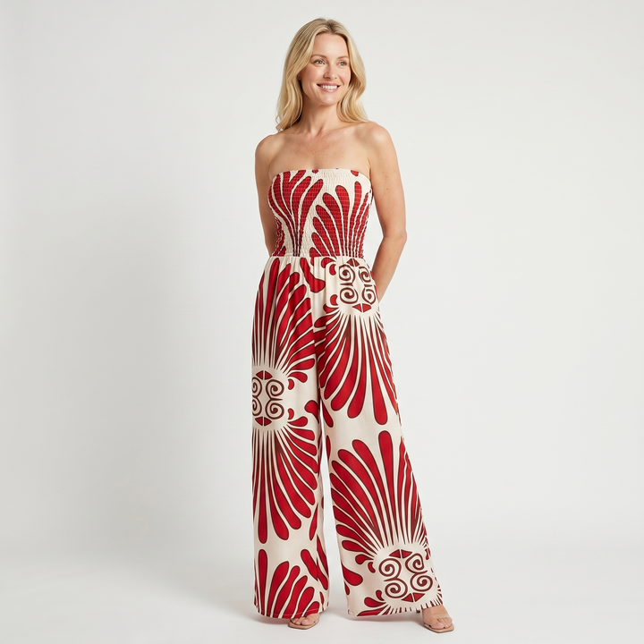 Women's Floral Summer Jumpsuit with Elastic Bodice