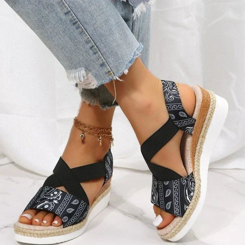 Elsa | Women's Elegant Sandals with Hemp Rope Wedge Comfort-The Yellow Prime