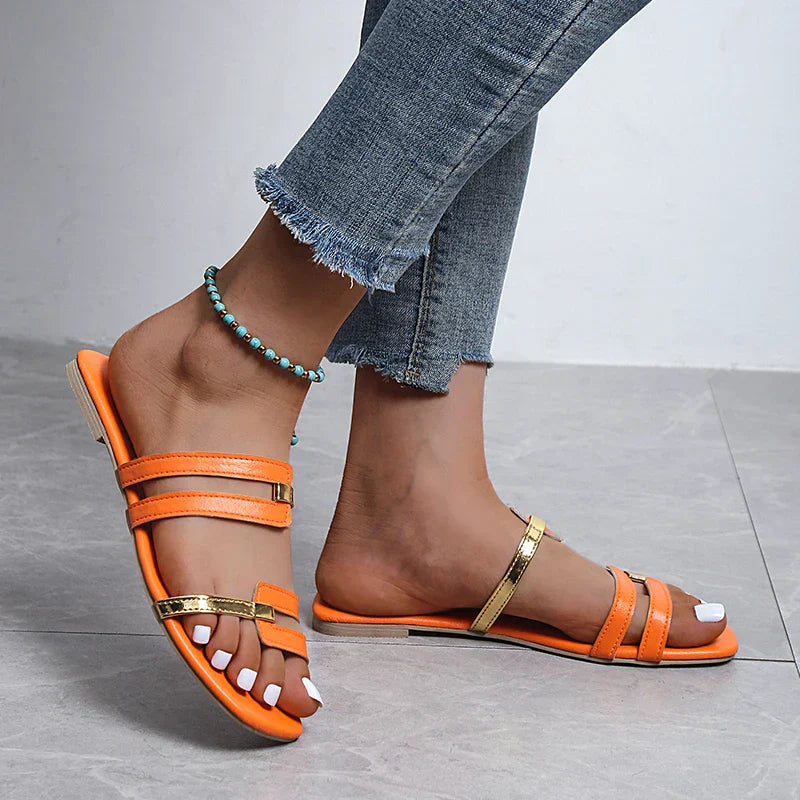 Wilma | Women's Fashionable Flat Summer Slippers-The Yellow Prime