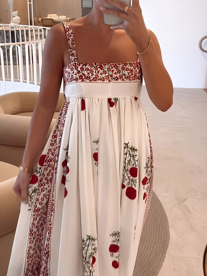 Zoe | Women's Boho Maxi Dress with Straps, Floral Design, Empire Cut-The Yellow Prime