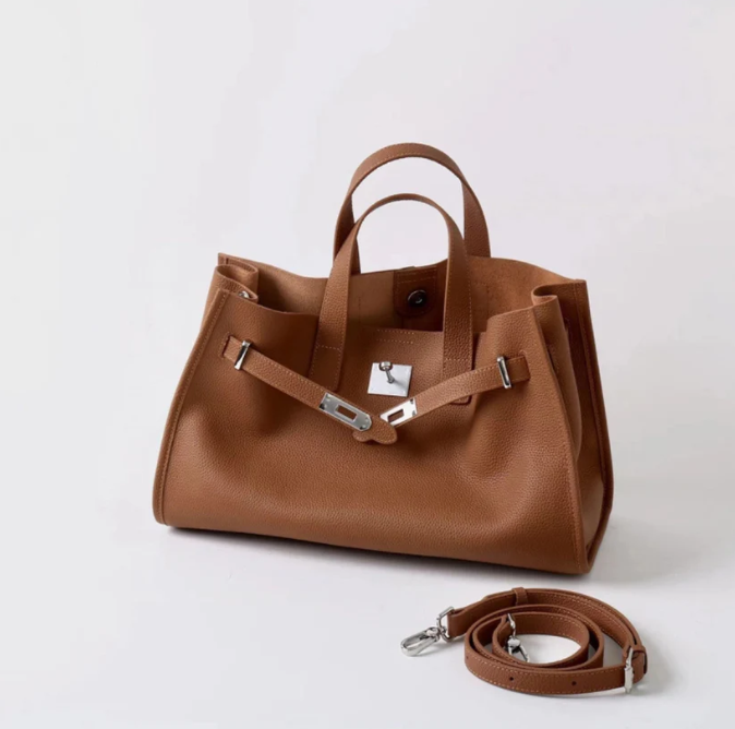 Women's Soft Structured Crossbody Bag - Pebbled Leather for Daily Use-The Yellow Prime