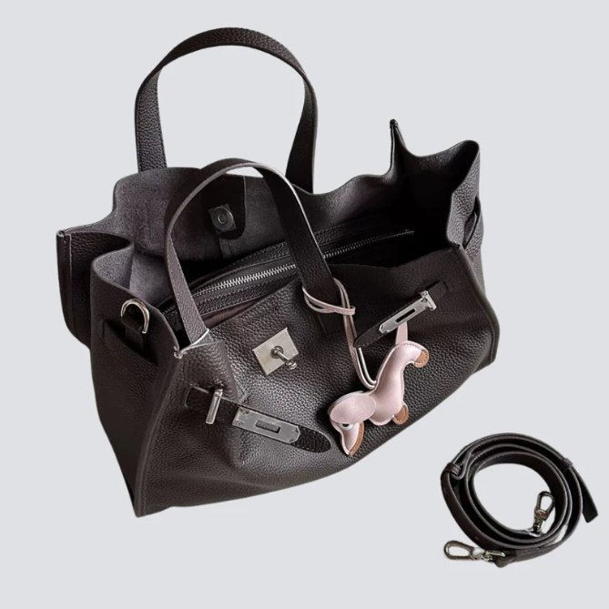 Women's Soft Structured Crossbody Bag - Pebbled Leather for Daily Use-The Yellow Prime