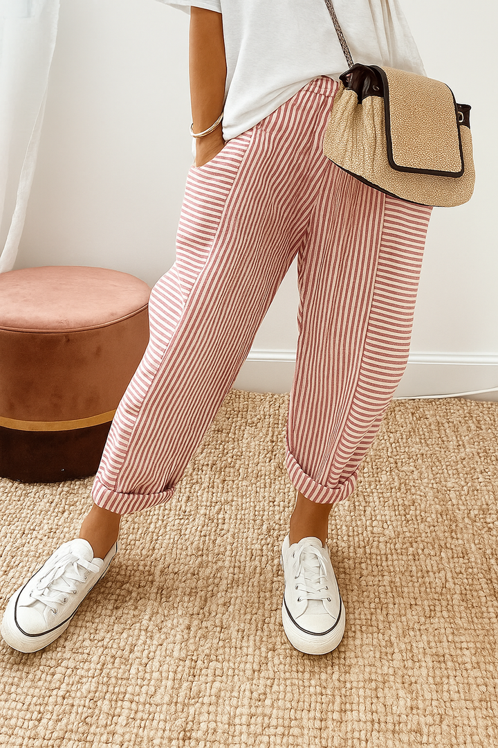 Marlyn | Striped Women's Pants-The Yellow Prime