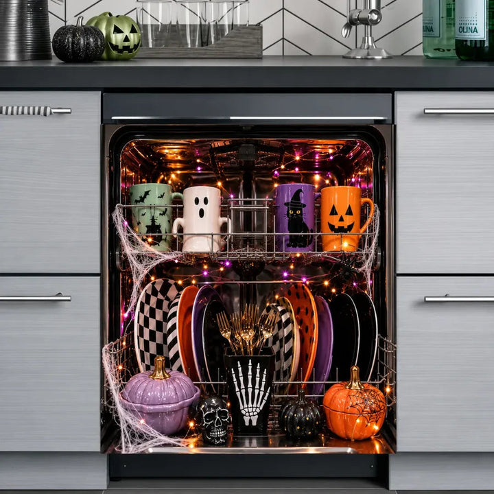 Magnetische vaatwasserhoes voor Halloween – herbruikbare keukendecoratie voor een griezelige sfeer