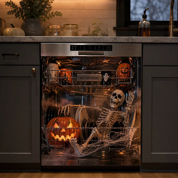 Magnetische vaatwasserhoes voor Halloween – herbruikbare keukendecoratie voor een griezelige sfeer