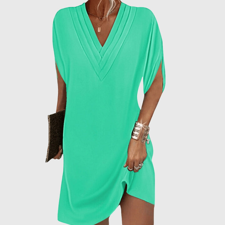 Angelica | Women's V-Neck Loose Mini Dress - Casual Summer Style-The Yellow Prime