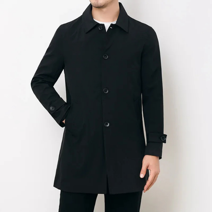 Trenchcoat för män med knappstängning och klassisk hackkrage