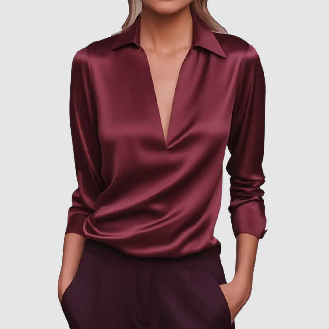 Astrid | Women's Elegant Satin Blouse-The Yellow Prime