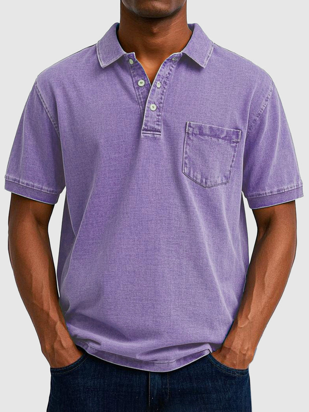 Kenneth | Men's Cotton Denim Short Sleeve Polo Shirt