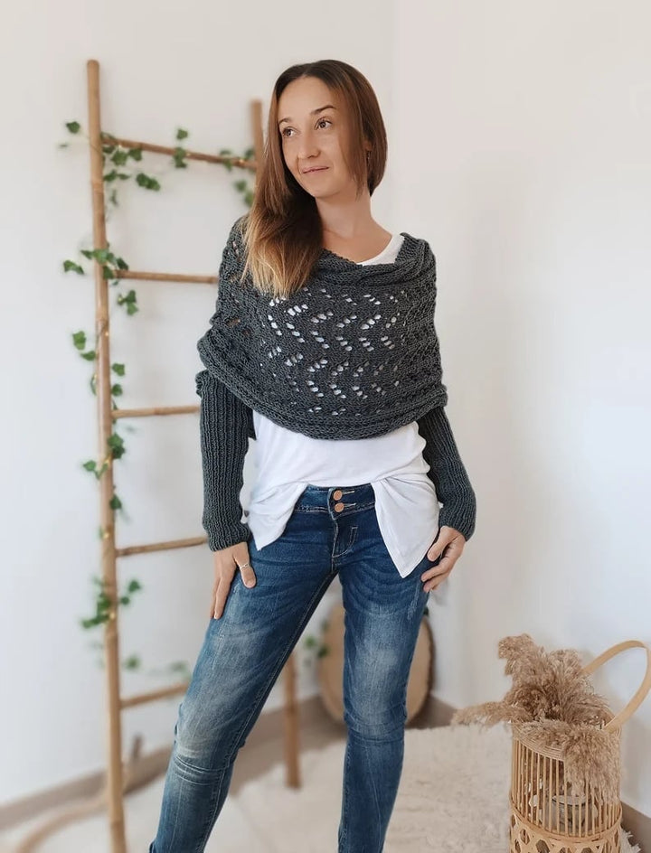 Women's Knit Openwork Rectangular Scarf for Winter-The Yellow Prime
