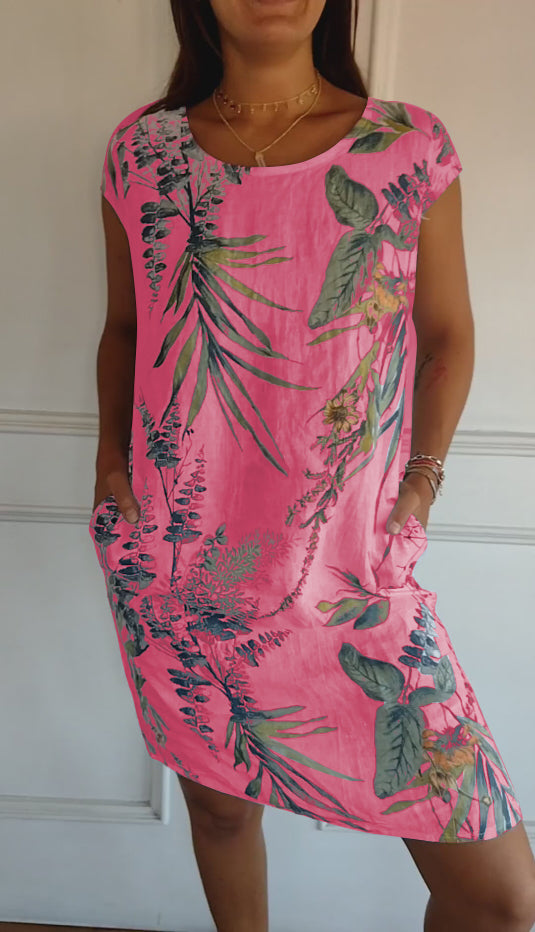 Daphne | Women's Botanical Print Shift Mini Dress-The Yellow Prime