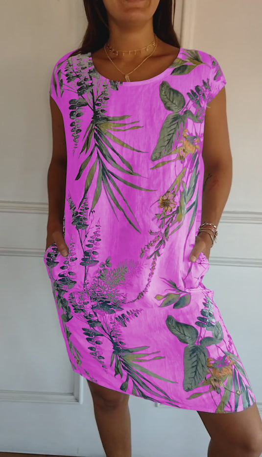 Daphne | Women's Botanical Print Shift Mini Dress-The Yellow Prime