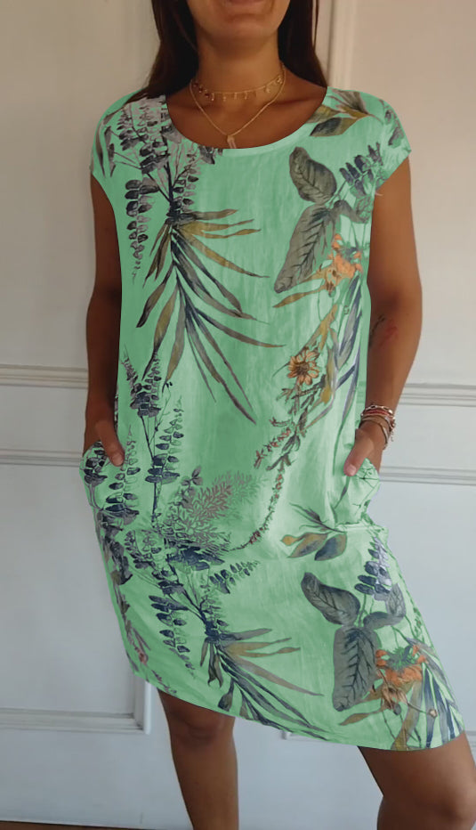 Daphne | Women's Botanical Print Shift Mini Dress-The Yellow Prime