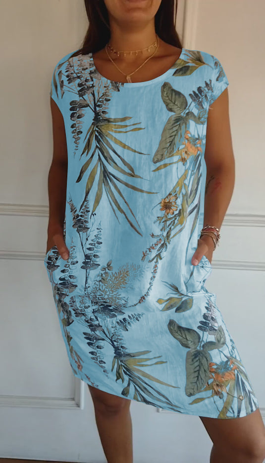 Daphne | Women's Botanical Print Shift Mini Dress-The Yellow Prime
