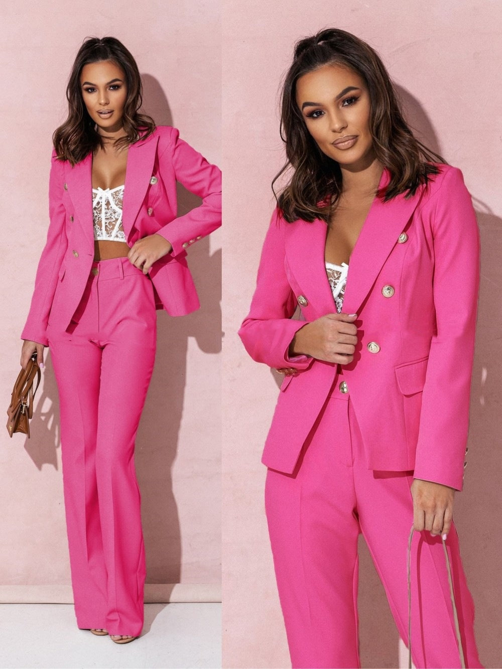 Women's Elegant Blazer and Pants Set-The Yellow Prime