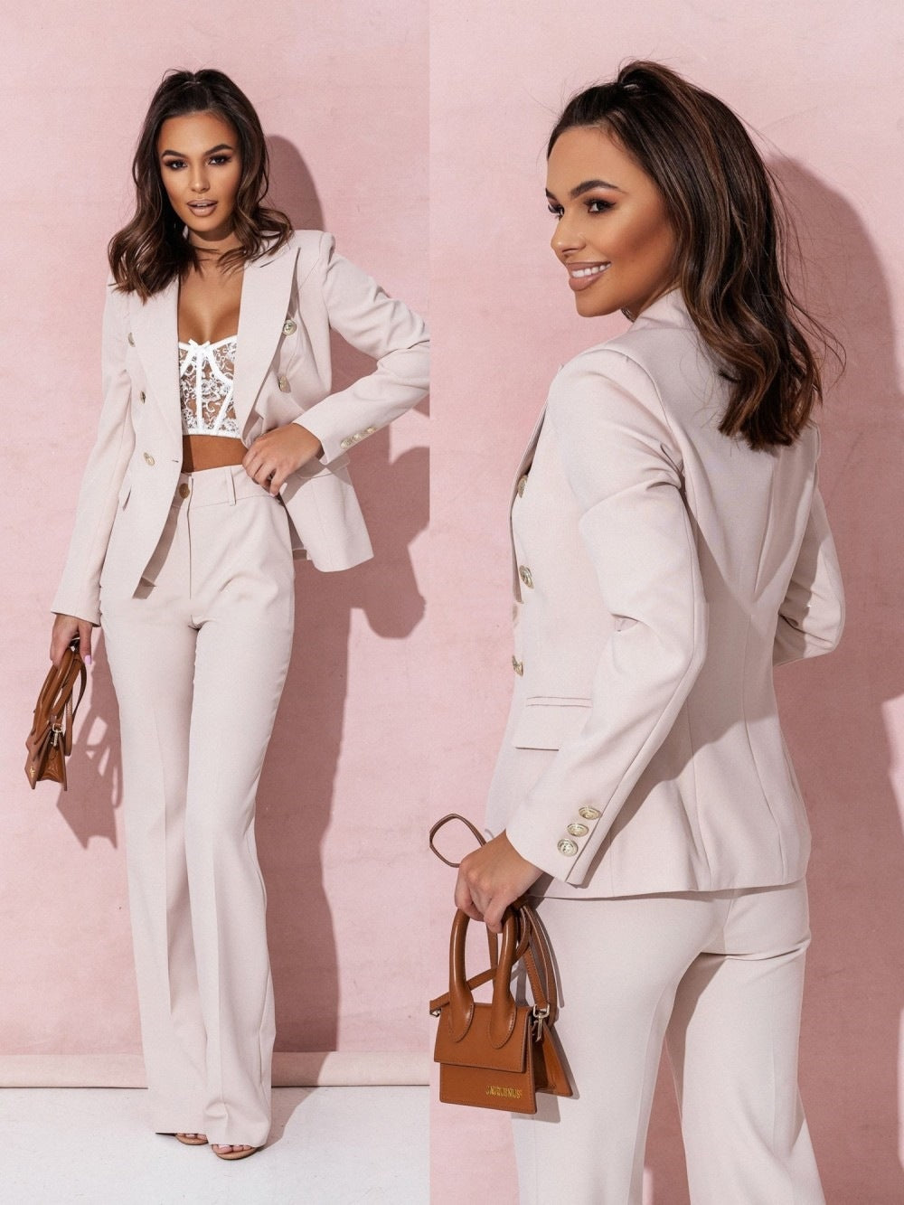 Women's Elegant Blazer and Pants Set-The Yellow Prime