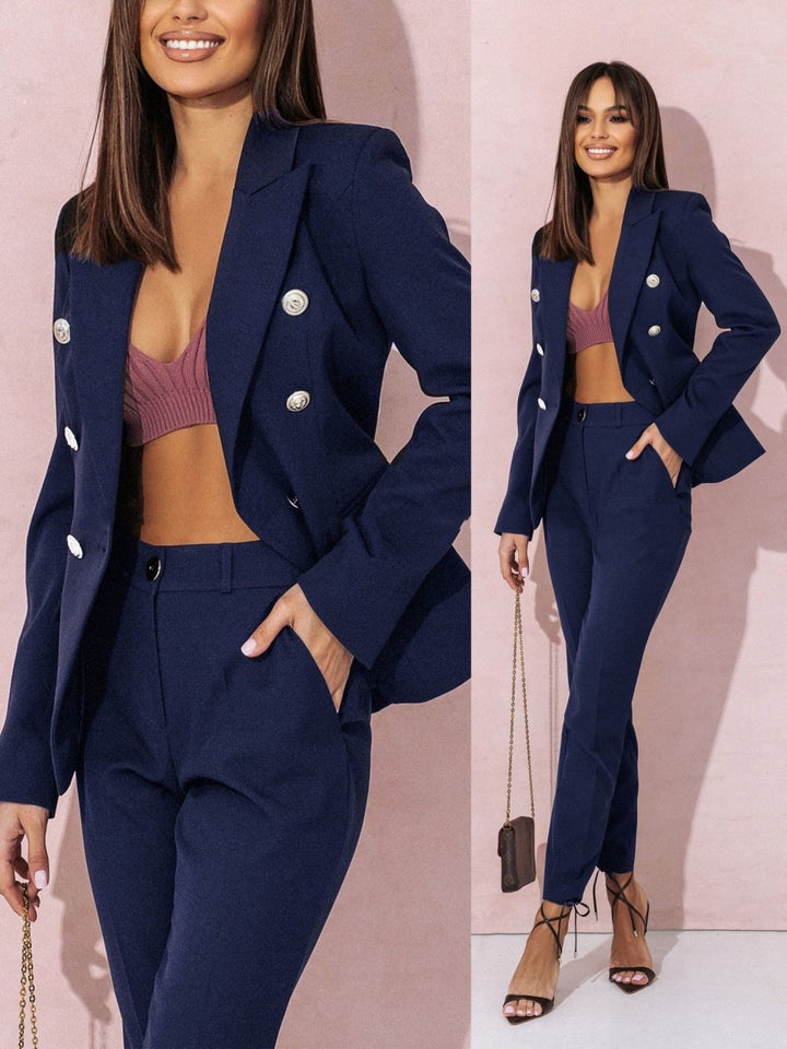 Women's Elegant Blazer and Pants Set-The Yellow Prime