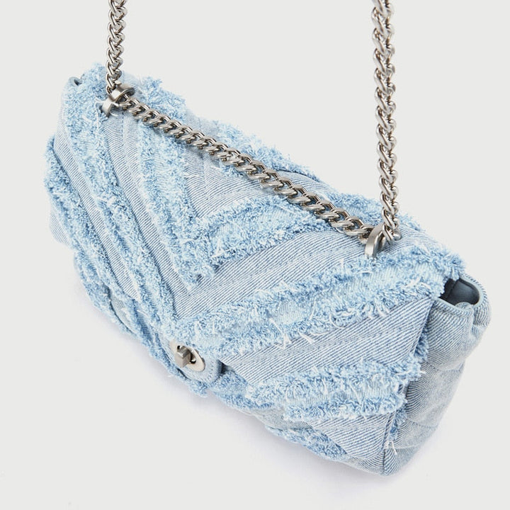 Elegant Light Blue Denim Shoulder Bag for Women-The Yellow Prime
