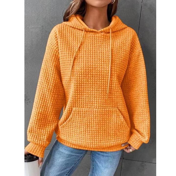 Women's Soft Cozy Waffle Knit Hoodie Sweater for Layering-The Yellow Prime