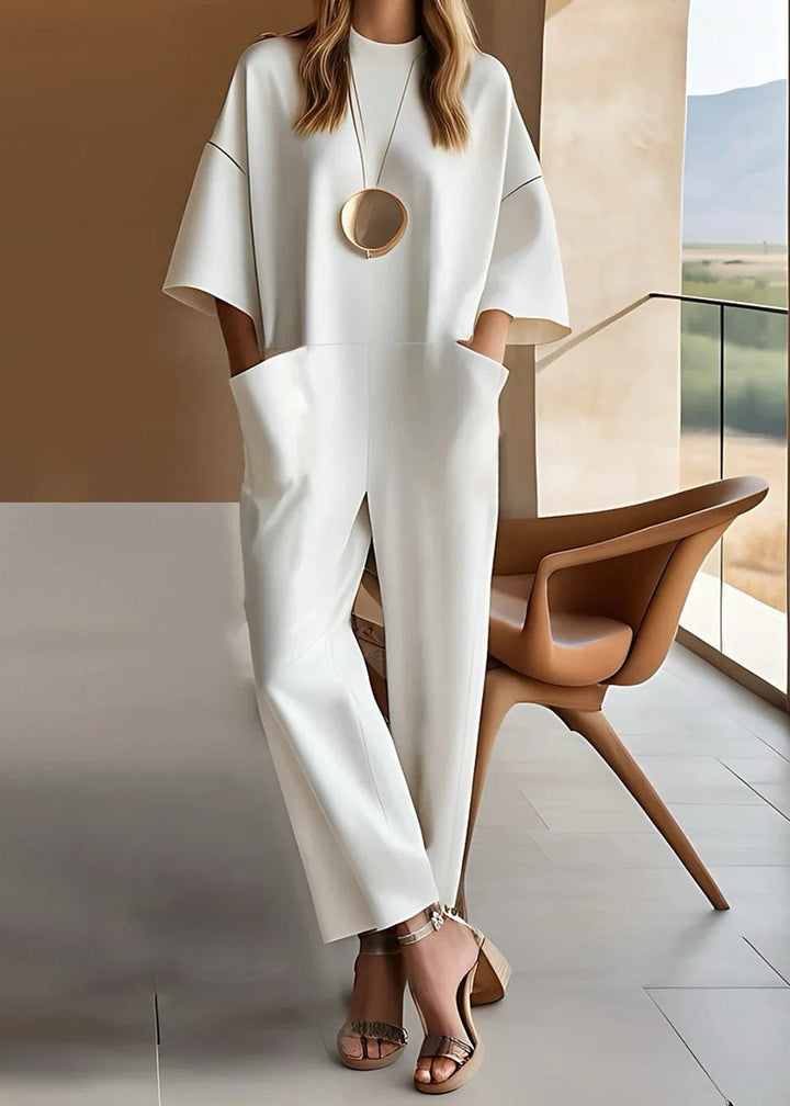Emmy | Women's Elegant Short-Sleeve Jumpsuit-The Yellow Prime