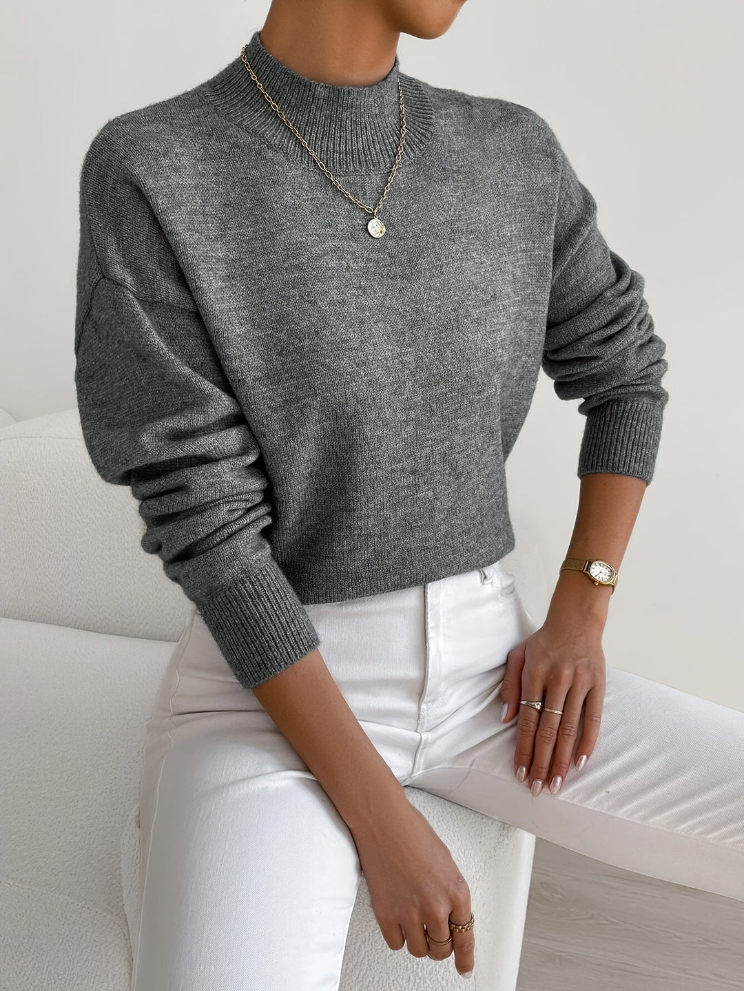 Women's High Collar Knitted Sweater