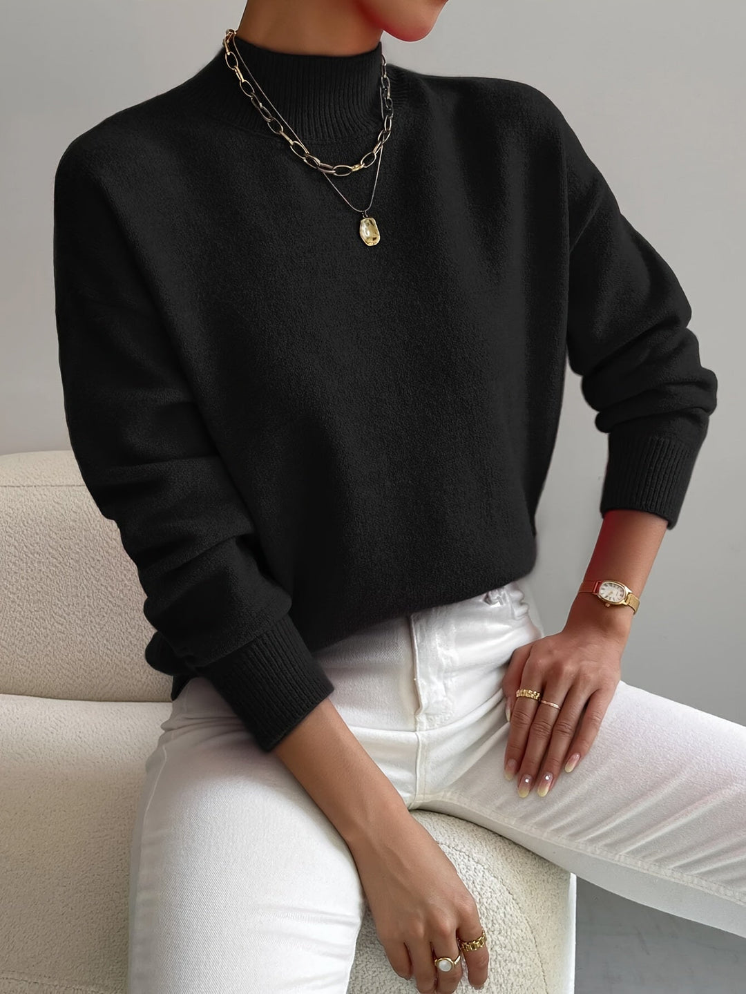 Women's High Collar Knitted Sweater