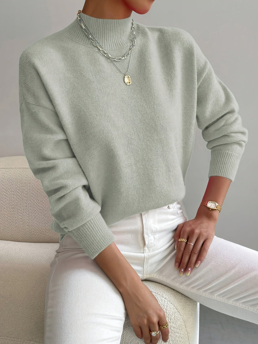 Women's High Collar Knitted Sweater