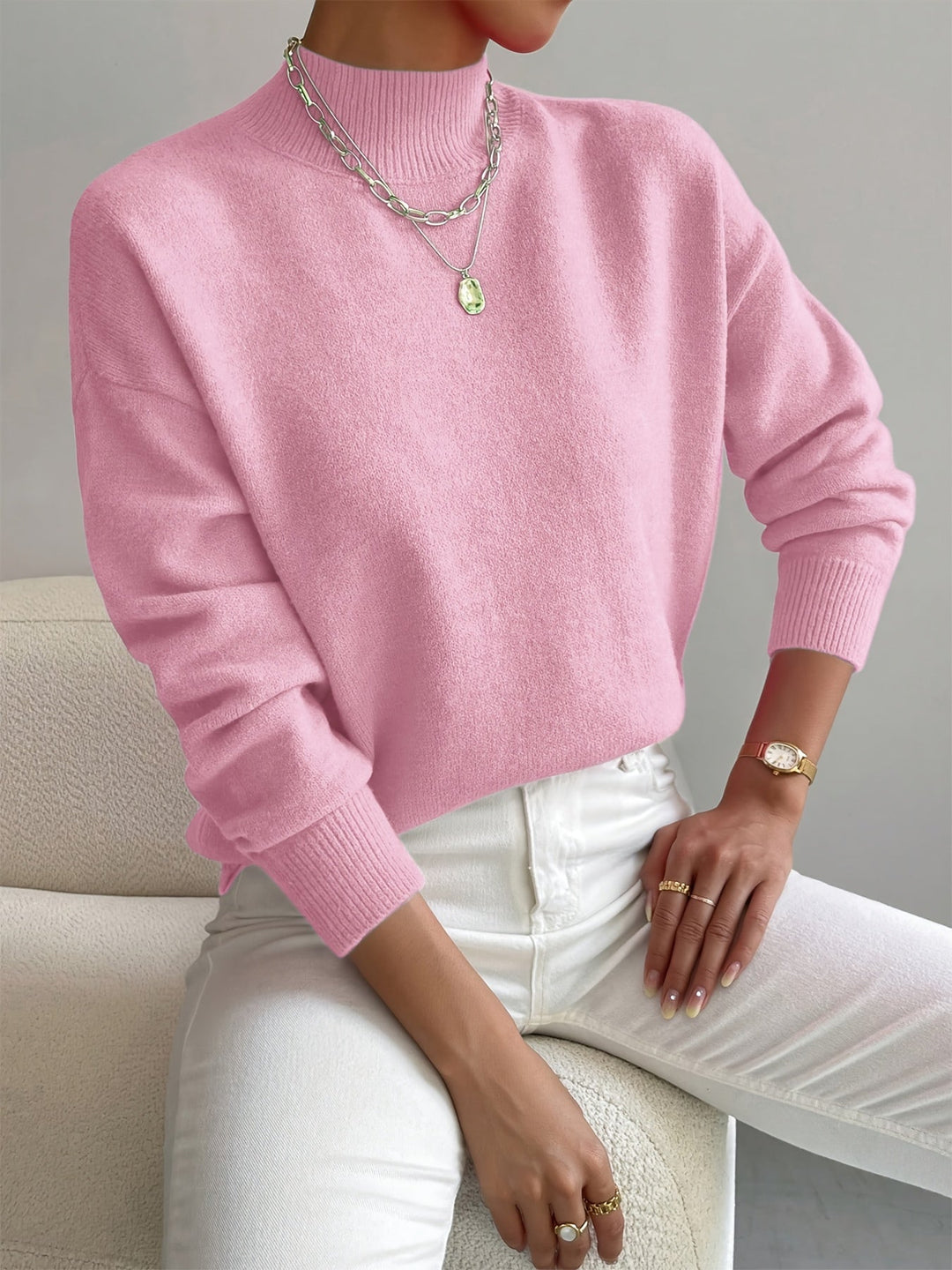 Women's High Collar Knitted Sweater