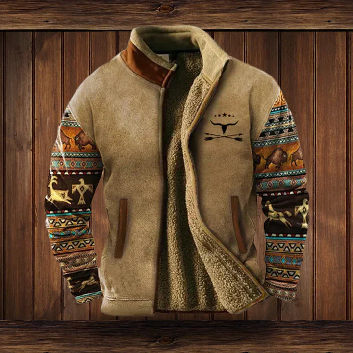 Men's Warm Western-Style Jacket for Cold Weather Comfort