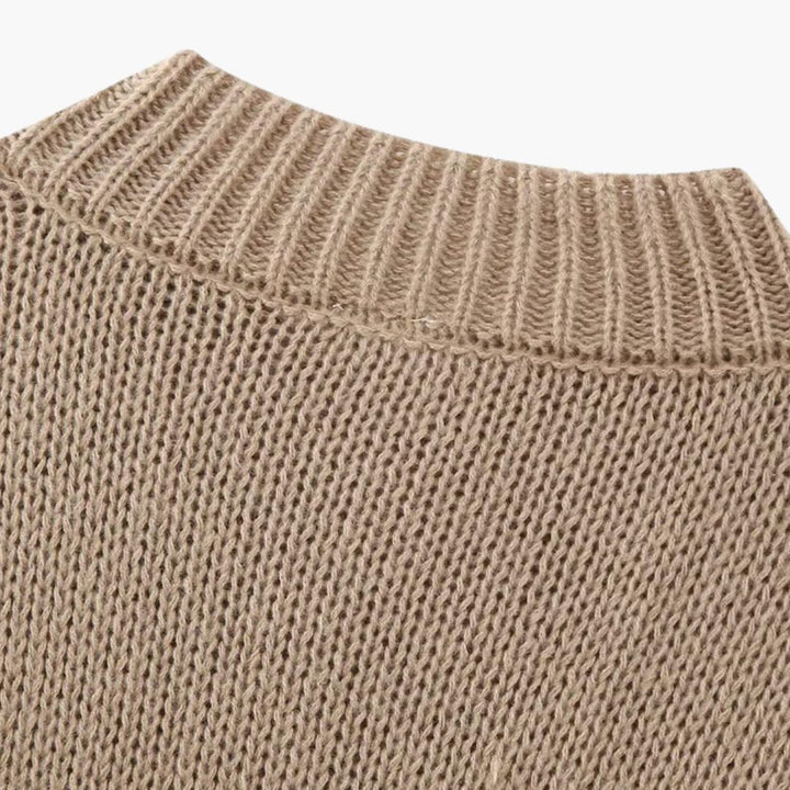 Casaco de malha oversized para senhora com botões à frente e punhos canelados