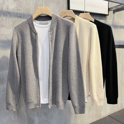 Men's Ribbed Zip-Front Cardigan in Relaxed Fit – Cozy Fall & Winter