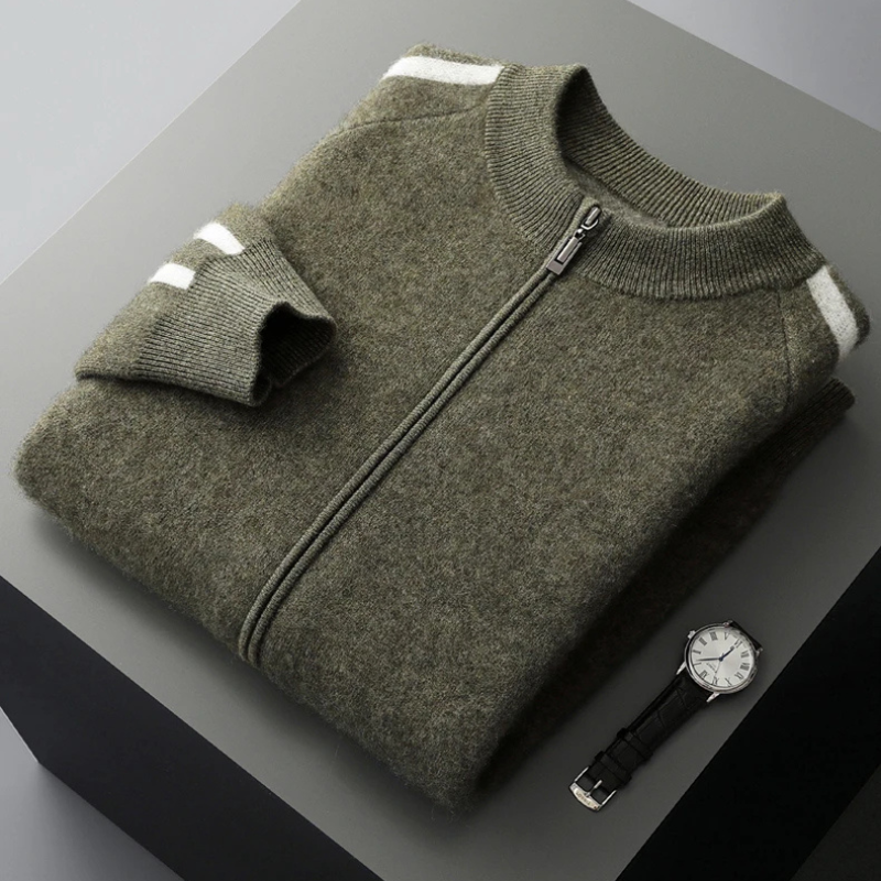 Men's Merino Stripe Cardigan-The Yellow Prime