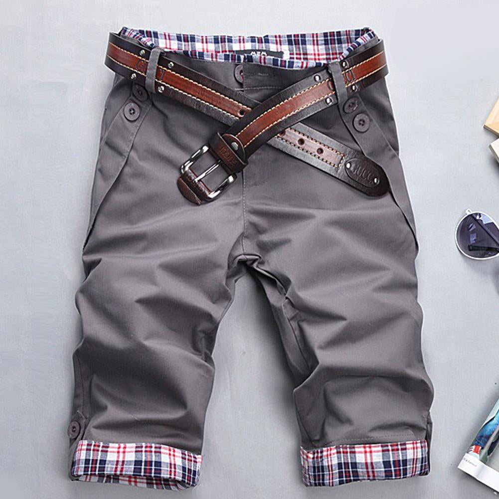 Men's Stylish Check Pattern Shorts with Belt-The Yellow Prime