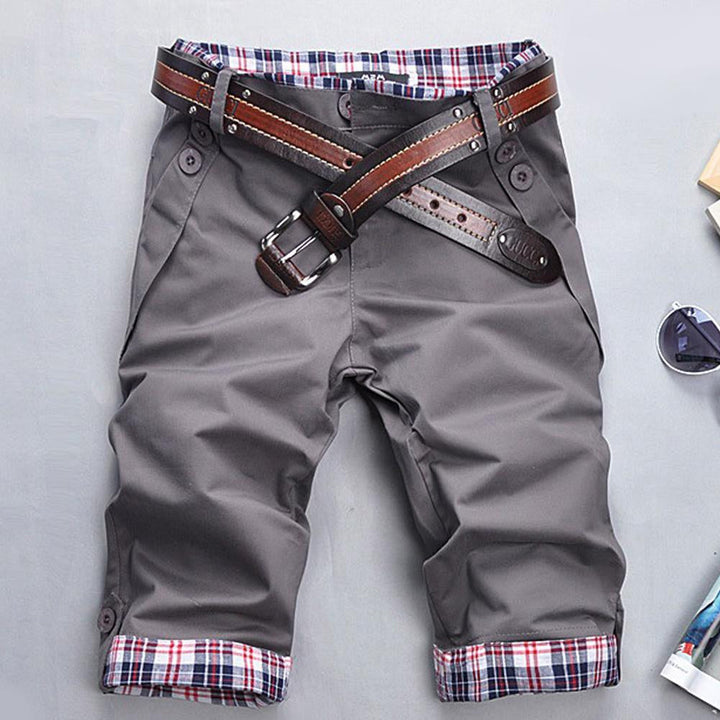 Men's Stylish Check Pattern Shorts with Belt-The Yellow Prime