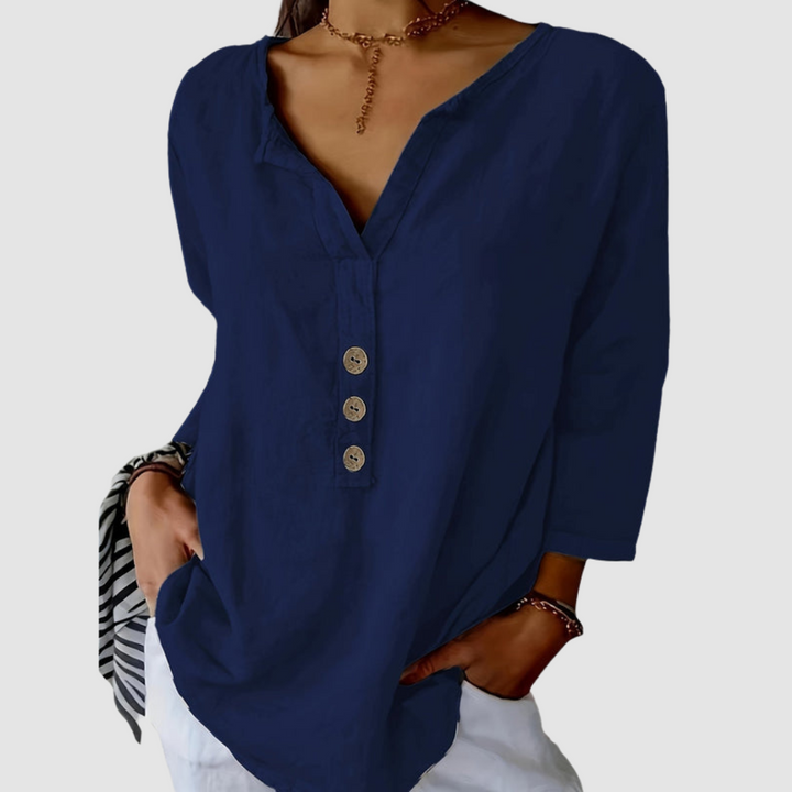 Melisa | Women's Casual Cotton and Linen Blouse-The Yellow Prime