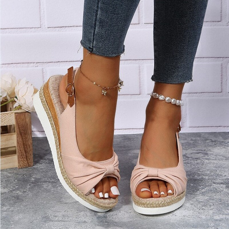 Alora | Women's Orthopedic Peep-Toe Wedges-The Yellow Prime
