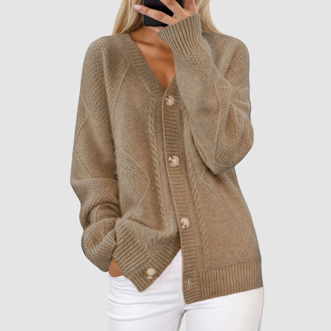Meg | Women's Premium Knitted V-Neck Cardigan-The Yellow Prime