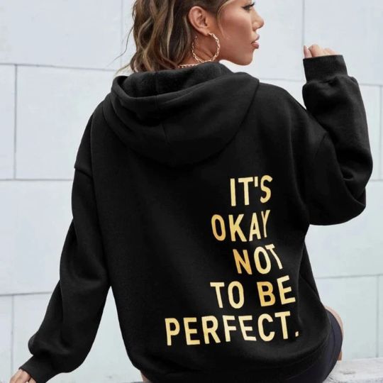 Women's Oversized Hoodie with Relaxed Back Slogan in Cotton Blend-The Yellow Prime