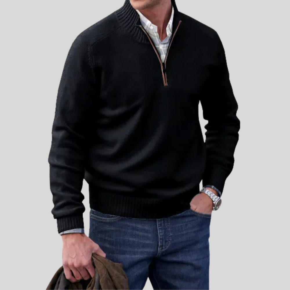Men's Front Zipper Sweater-The Yellow Prime