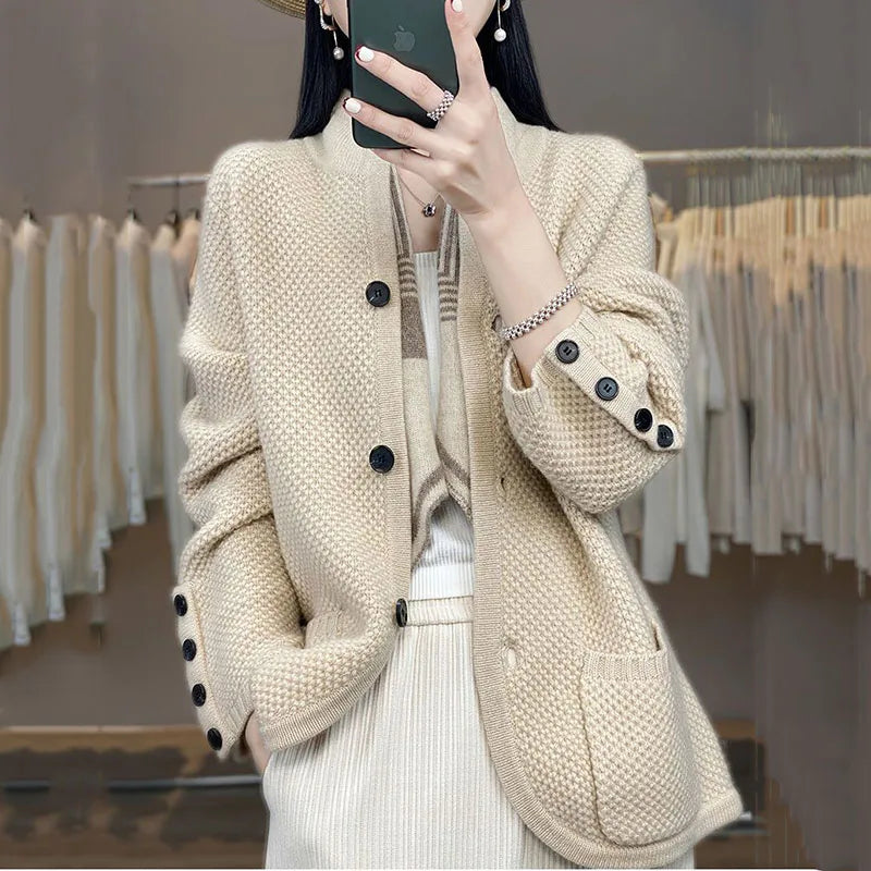 Women's Textured Knit Cardigan in Linden-The Yellow Prime