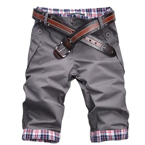 Men's Stylish Check Pattern Shorts with Belt-The Yellow Prime