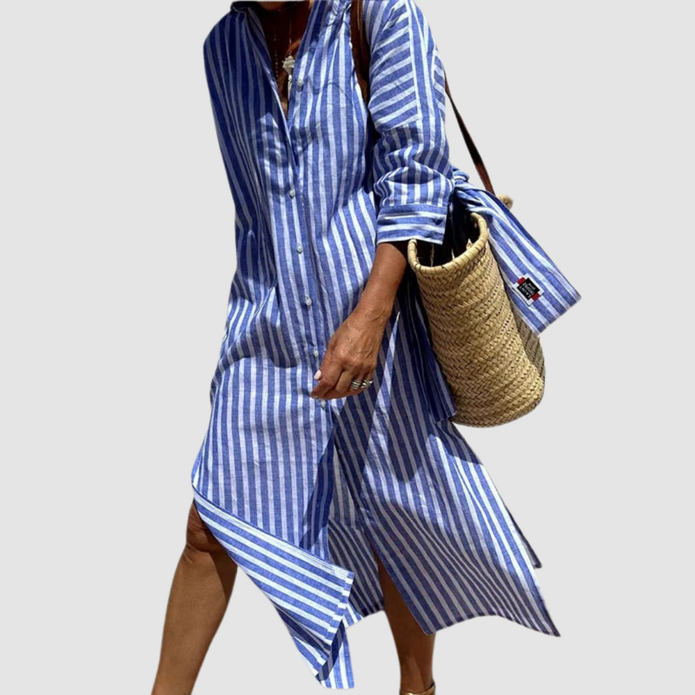 Nichole | Women's Elegant Striped Summer Dress-The Yellow Prime
